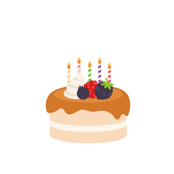 Alles Gute Zum Geburtstag Party Geburtstag Tortenschachtel Früchte Kuchen Karamell — Stockvektor