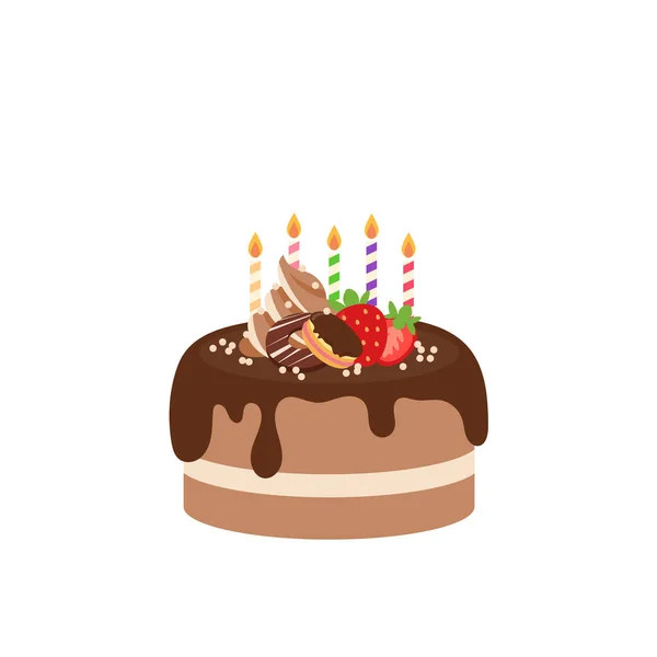 Buona Festa Compleanno Scatola Torta Compleanno Frutta Torta Torta Cioccolato — Vettoriale Stock