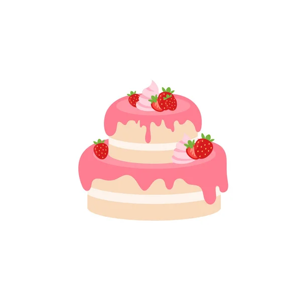 Buona Festa Compleanno Torta Scatola Torta Compleanno Torta Frutta Celebrazione — Vettoriale Stock