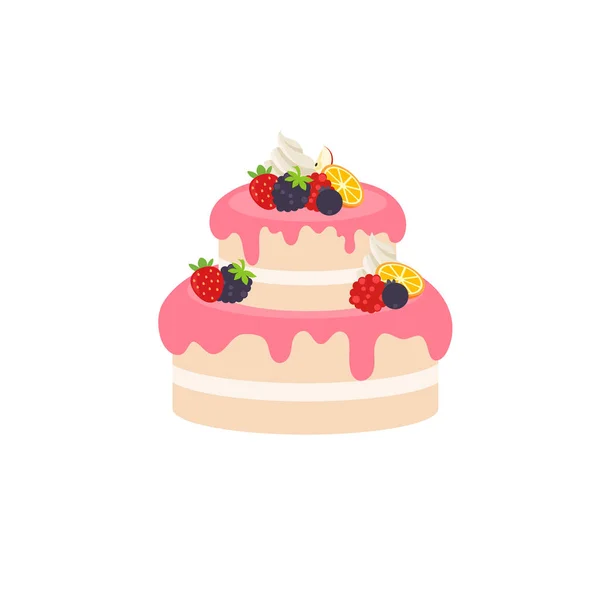 Happy Birthday Party Birthday Cake Box Fruit Cake Celebration Party — Image vectorielle