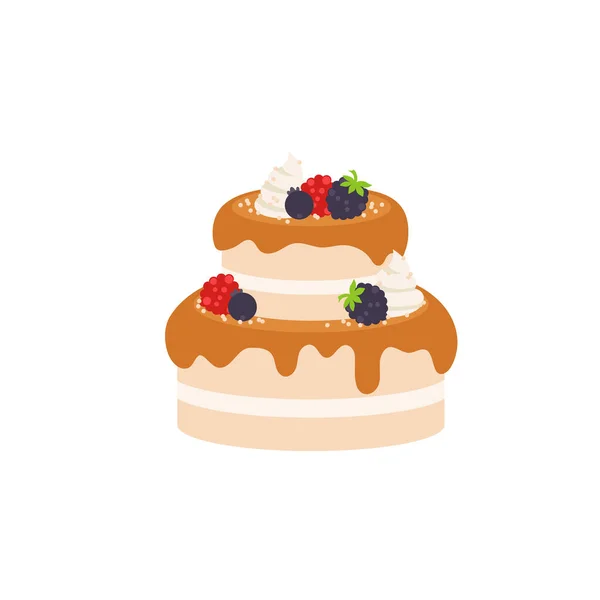 Happy Birthday Party Birthday Cake Box Fruit Cake Caramel Cake — стоковый вектор