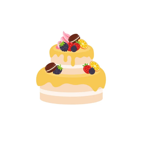 Happy Birthday Party Birthday Cake Box Fruit Cake Celebration Party — стоковый вектор