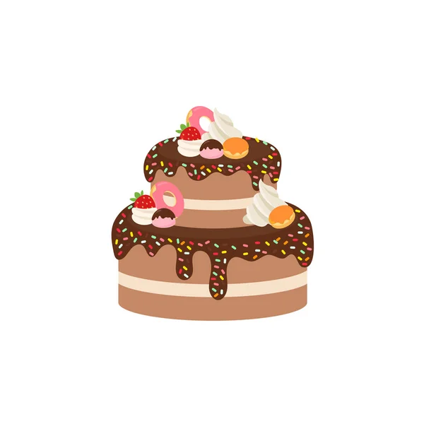 Wszystkiego Najlepszego Urodziny Urodziny Ciasto Pudełko Owoce Ciasto Ciasto Czekoladowe — Wektor stockowy