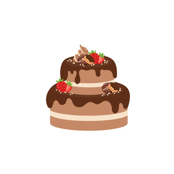 Joyeux Anniversaire Fête Anniversaire Gâteau Boîte Fruit Gâteau Chocolat Gâteau — Image vectorielle