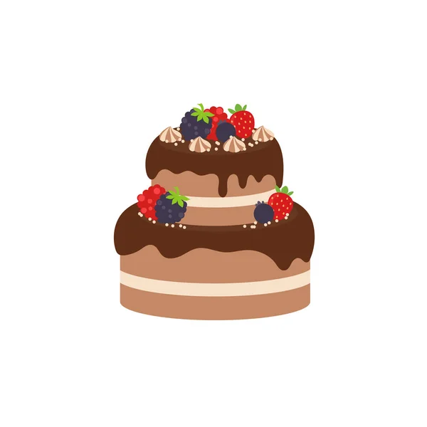 Feliz Aniversário Festa Aniversário Bolo Caixa Fruta Bolo Chocolate Cake — Vetor de Stock