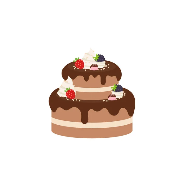 生日快乐生日派对生日蛋糕盒水果蛋糕巧克力蛋糕庆祝会生日蜡烛设置孤立的平面矢量平面设计图解和图标元素 — 图库矢量图片