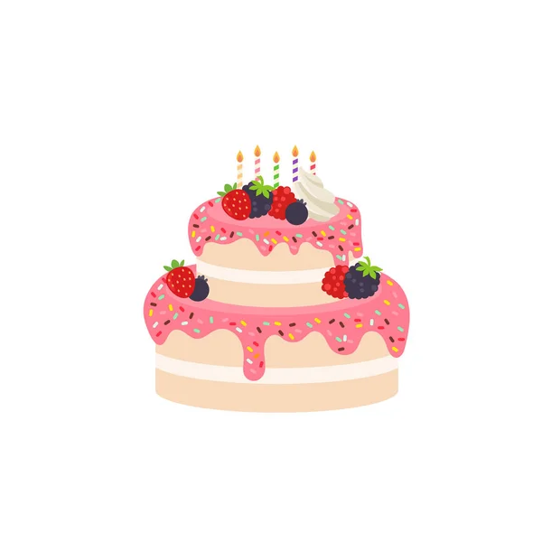 Happy Birthday Party Birthday Cake Box Fruit Cake Celebration Party — 스톡 벡터