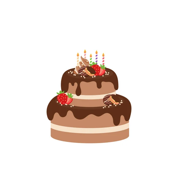 Boldog Születésnapot Születésnapot Torta Doboz Gyümölcs Torta Csokoládé Torta Ünnepség — Stock Vector