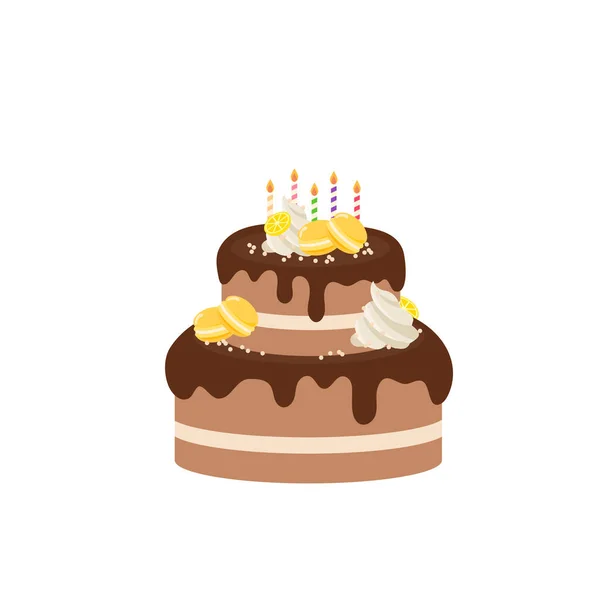 Boldog Születésnapot Születésnapot Torta Doboz Gyümölcs Torta Csokoládé Torta Ünnepség — Stock Vector