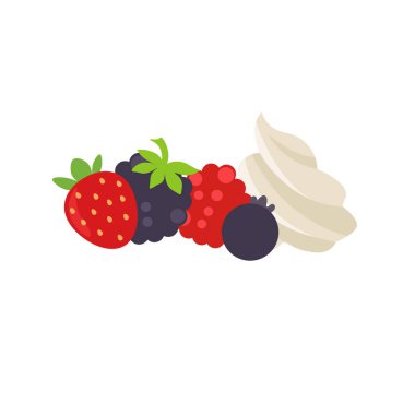 Meyve parfe ve çeşitli tatlılar, çörekler, kurabiyeler ve çikolatalarla süslenmiş meyveli krema..