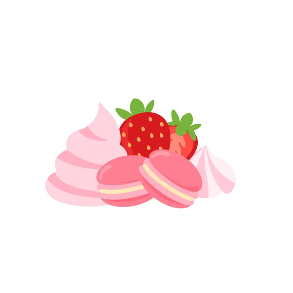 Fruit Parfait Fruit Soft Cream Decorated Various Desserts Donuts Macarons — Stock Vector