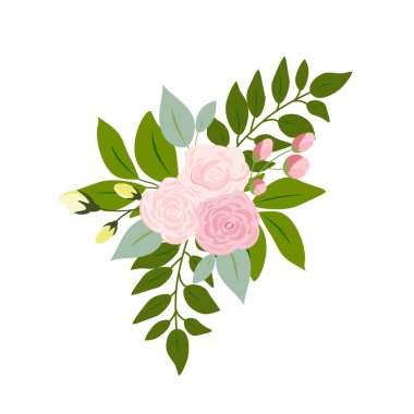 pink rose yellow green leaves wedding invitation card and flower poster