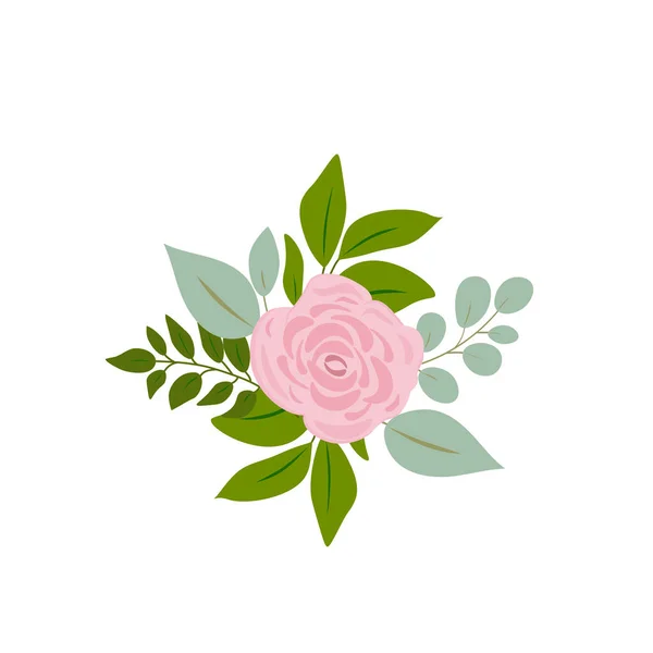 Rose Rose Jaune Vert Feuilles Carte Invitation Mariage Affiche Fleurs — Image vectorielle