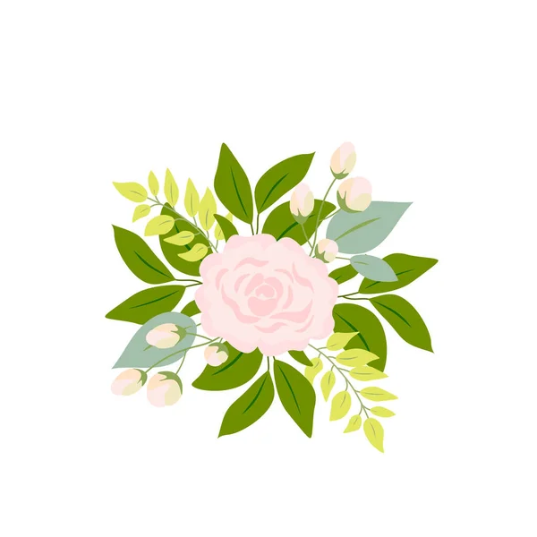 Ροζ Τριαντάφυλλο Κίτρινο Πράσινο Φύλλα Γαμήλια Πρόσκληση Κάρτα Και Αφίσα — Διανυσματικό Αρχείο