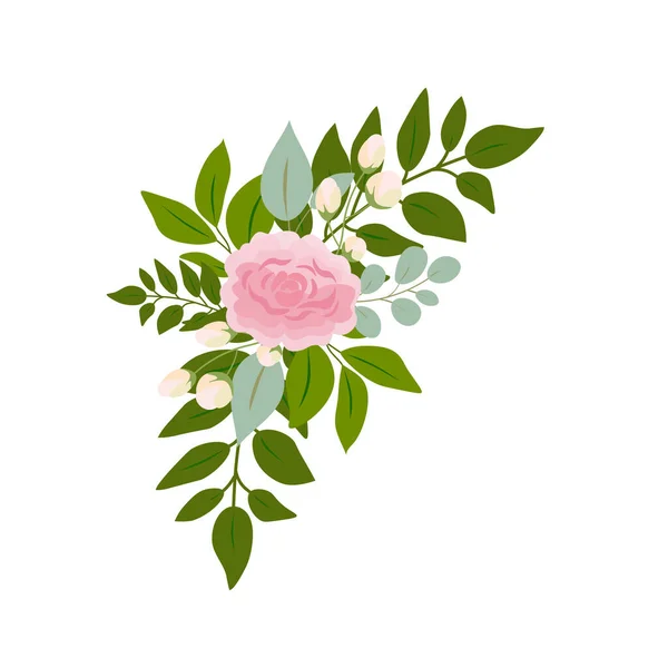 Rosa Rosa Amarelo Folhas Verdes Cartão Convite Casamento Cartaz Flores —  Vetores de Stock