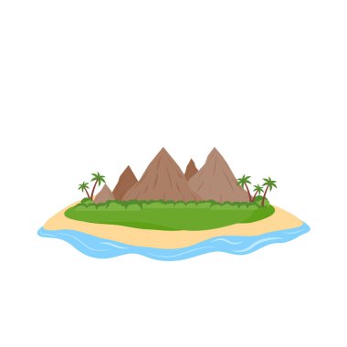 Tatil için egzotik doğal manzara ya da yaz tatili izole edilmiş, dağlı palmiye ağacı cenneti, okyanustaki tropikal ada.