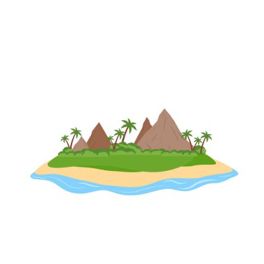 Tatil için egzotik doğal manzara ya da yaz tatili izole edilmiş, dağlı palmiye ağacı cenneti, okyanustaki tropikal ada.