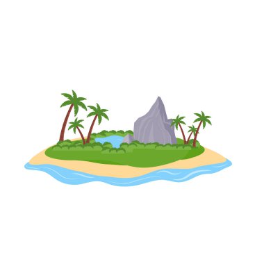 Tatil için egzotik doğal manzara ya da yaz tatili izole edilmiş, dağlı palmiye ağacı cenneti, okyanustaki tropikal ada.