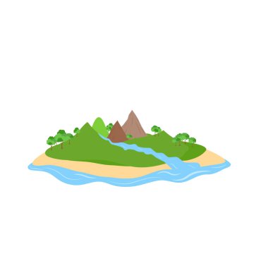 Tatil için egzotik doğal manzara ya da yaz tatili izole edilmiş, dağlı palmiye ağacı cenneti, okyanustaki tropikal ada.