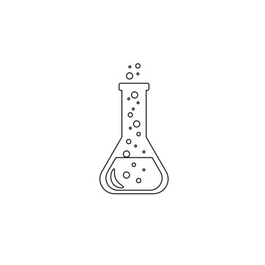 Laboratuvar kimyasal tüpleri hazır. Cam deney şişesi, tüpler ve şişeler, laboratuvar deneyleri için aletler, tutacakta şişeler, yakıcı. Kimya, tıbbi araştırma, bilim konsepti için vektör illüstrasyonu