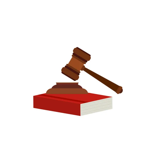 司法規模 裁判官のハンマー 法律書正義と罰を要求する裁判所判決の概念 — ストックベクタ