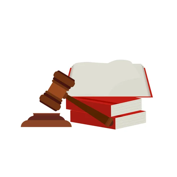 Шкала Правосудия Молоток Судьи Книга Законов Концепция Судебного Решения Требованием — стоковый вектор