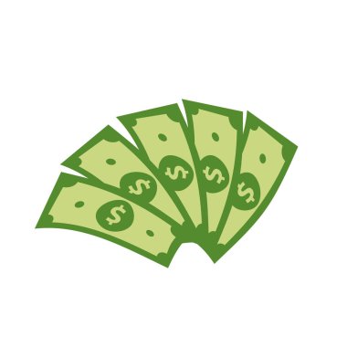 Vektör dolar banknot ve para, simge çizimleri ve vektör