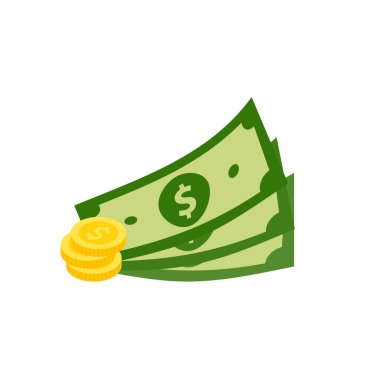 Vektör dolar banknot ve para, simge çizimleri ve vektör