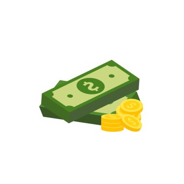 Vektör dolar banknot ve para, simge çizimleri ve vektör