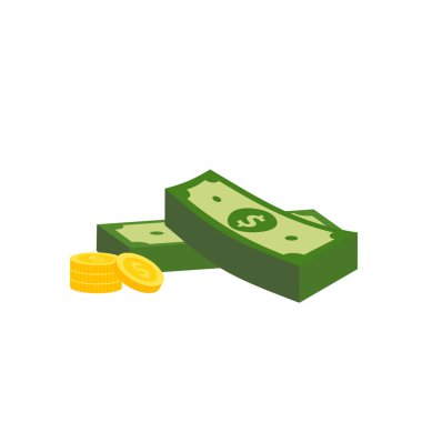 Vektör dolar banknot ve para, simge çizimleri ve vektör