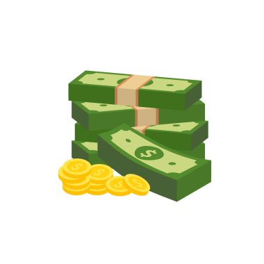 Vektör dolar banknot ve para, simge çizimleri ve vektör