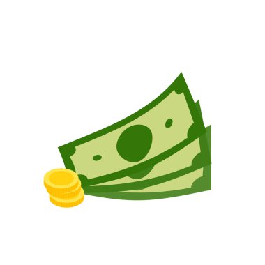 Vektör dolar banknot ve para, simge çizimleri ve vektör