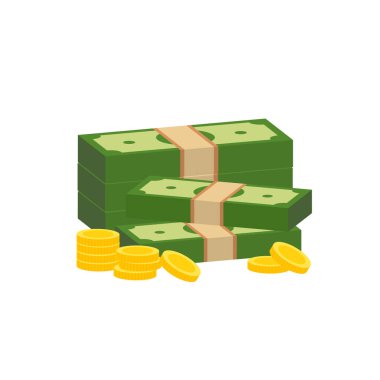 Vektör dolar banknot ve para, simge çizimleri ve vektör