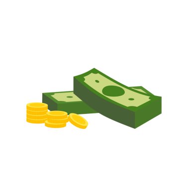 Vektör dolar banknot ve para, simge çizimleri ve vektör