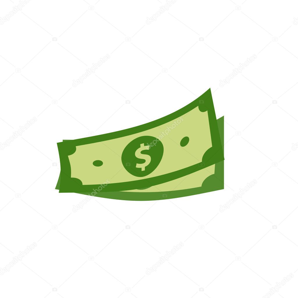 Vector dollar bank note and coin, icon illustrations and vector