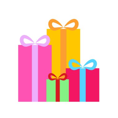 Renkli kurdelelerle süslenmiş hediye kutusu
