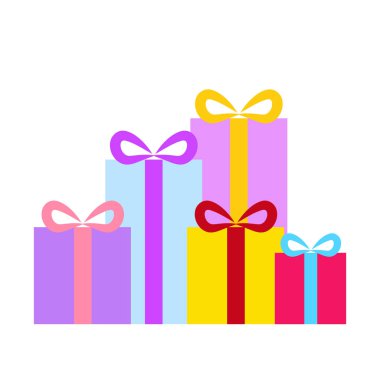 Renkli kurdelelerle süslenmiş hediye kutusu