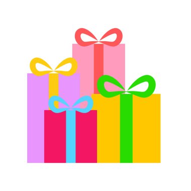 Renkli kurdelelerle süslenmiş hediye kutusu