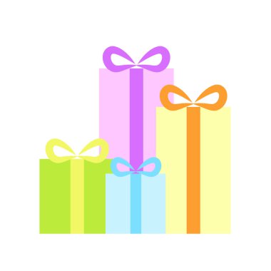 Renkli kurdelelerle süslenmiş hediye kutusu