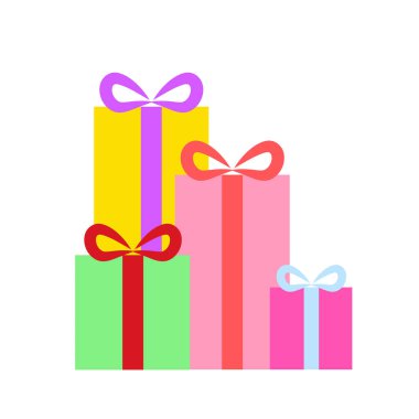 Renkli kurdelelerle süslenmiş hediye kutusu