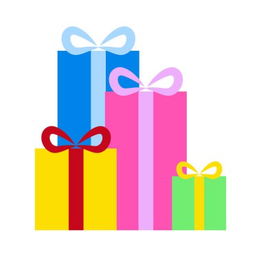 Renkli kurdelelerle süslenmiş hediye kutusu