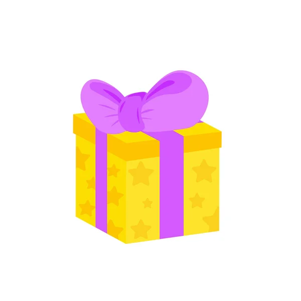 Κουτί Δώρου Διακοσμημένο Πολύχρωμες Κορδέλες — Διανυσματικό Αρχείο