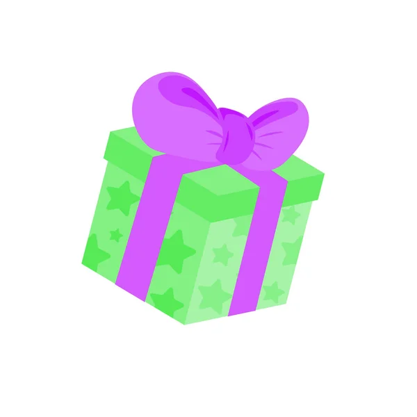 Caja Regalo Decorada Con Cintas Colores — Vector de stock