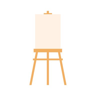 Renkli masa ve beyaz kağıdın ahşap sehpa şablonu, resim sehpasında boş tuval, beyaz çizim kağıdı