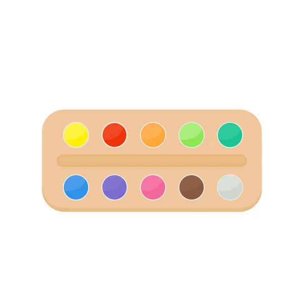 Suprimentos Pintura Paletas Cores Tubos Coloridos Aquarelas Tintas Óleo Tintas —  Vetores de Stock