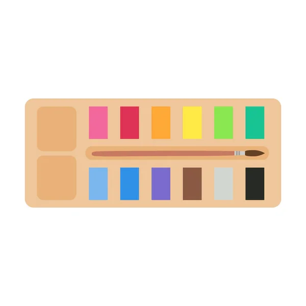 Suprimentos Pintura Paletas Cores Tubos Coloridos Aquarelas Tintas Óleo Tintas — Vetor de Stock