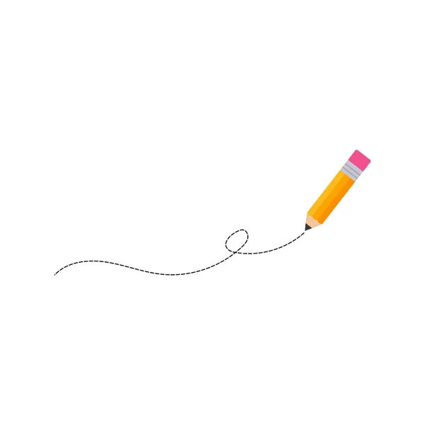 Crayon Jaune Fournitures Scolaires Créativité Concept Éducation Design — Image vectorielle
