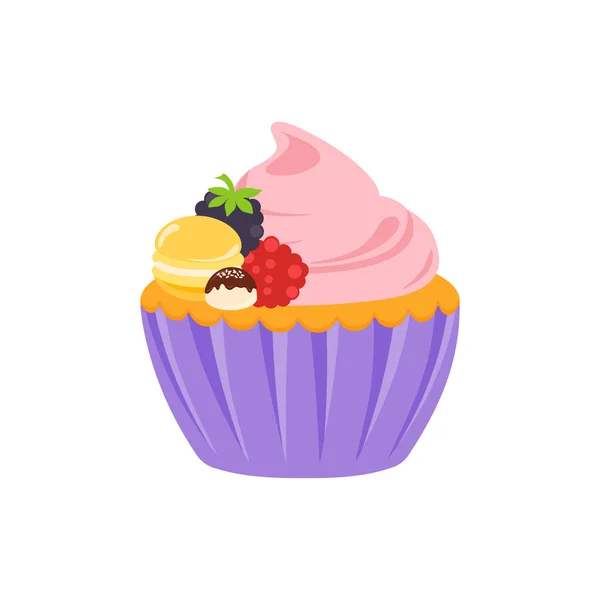 Party Cupcakes Halten Sie Kuchen Geburtstagsfeiern Cupcakes Verschiedenen Geschmacksrichtungen Schokolade — Stockvektor