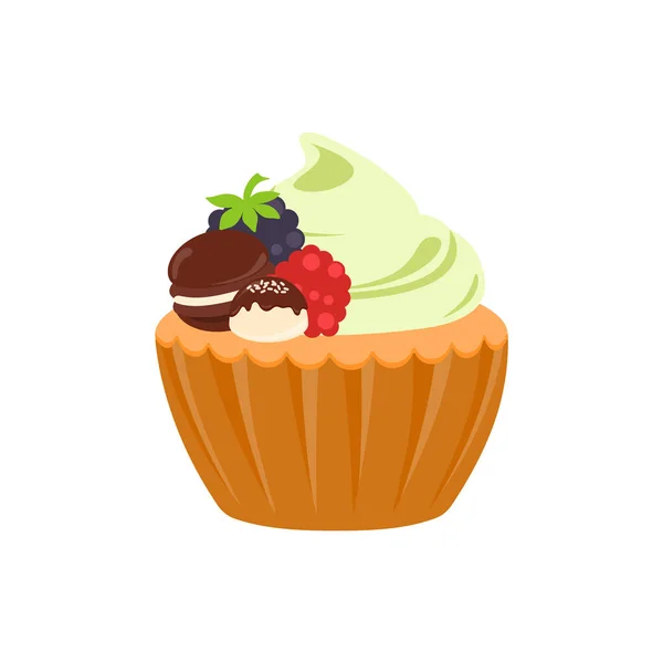 Partito Cupcakes Conservare Torte Feste Compleanno Cupcakes Vari Sapori Cioccolato — Vettoriale Stock
