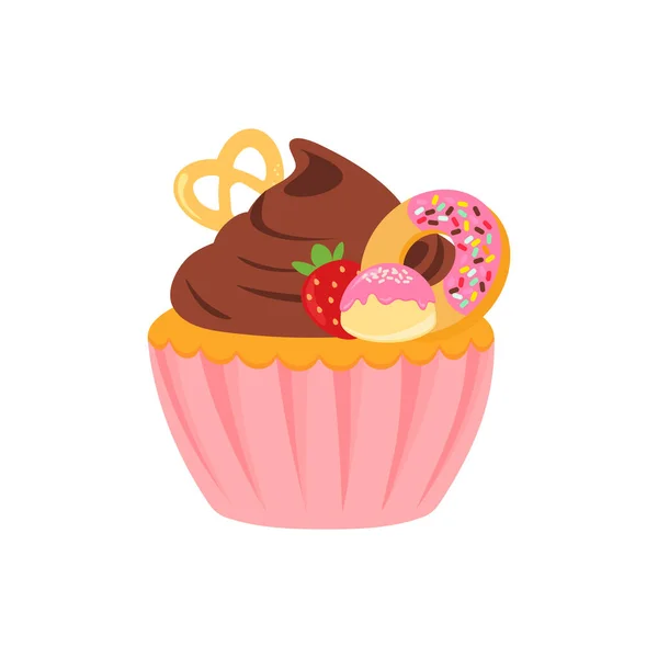 Partito Cupcakes Conservare Torte Feste Compleanno Cupcakes Vari Sapori Cioccolato — Vettoriale Stock